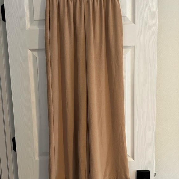 Simple Tan Wide-Leg Women's Pants - Picture 2 of 3